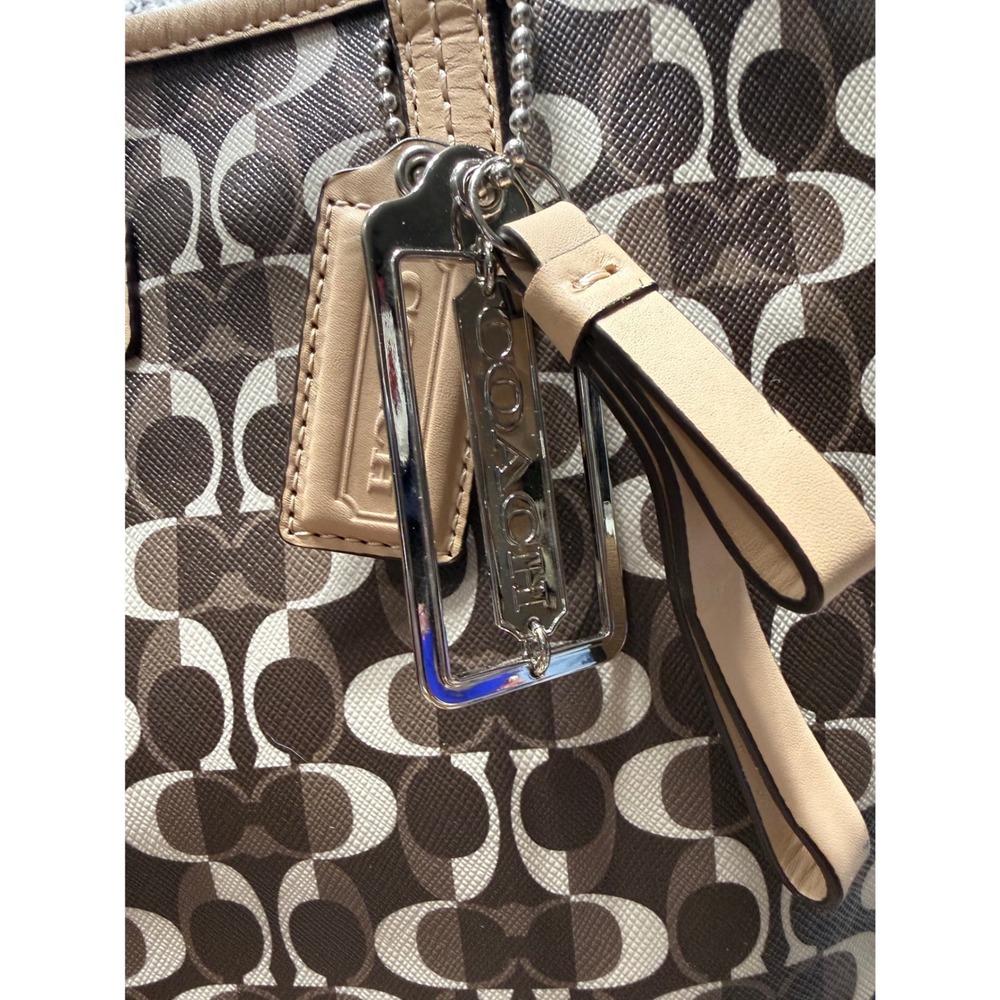 Coach 2013 Park Metro Splt Signature Tote Brown Tan Leather Trim F25673 NWT Read - Picture 9 of 16